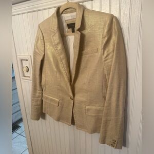 J. Crew Regent Linen Gold Metallic Single Breasted 6T Blazer